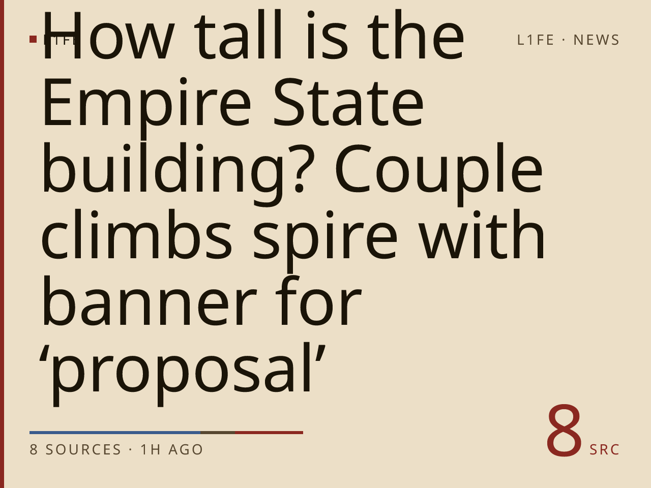 Two people climb to top of Empire State Building with flag