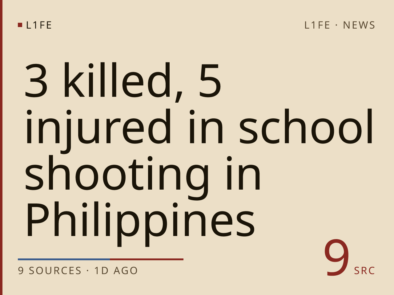3 killed, 5 injured in school shooting in Philippines