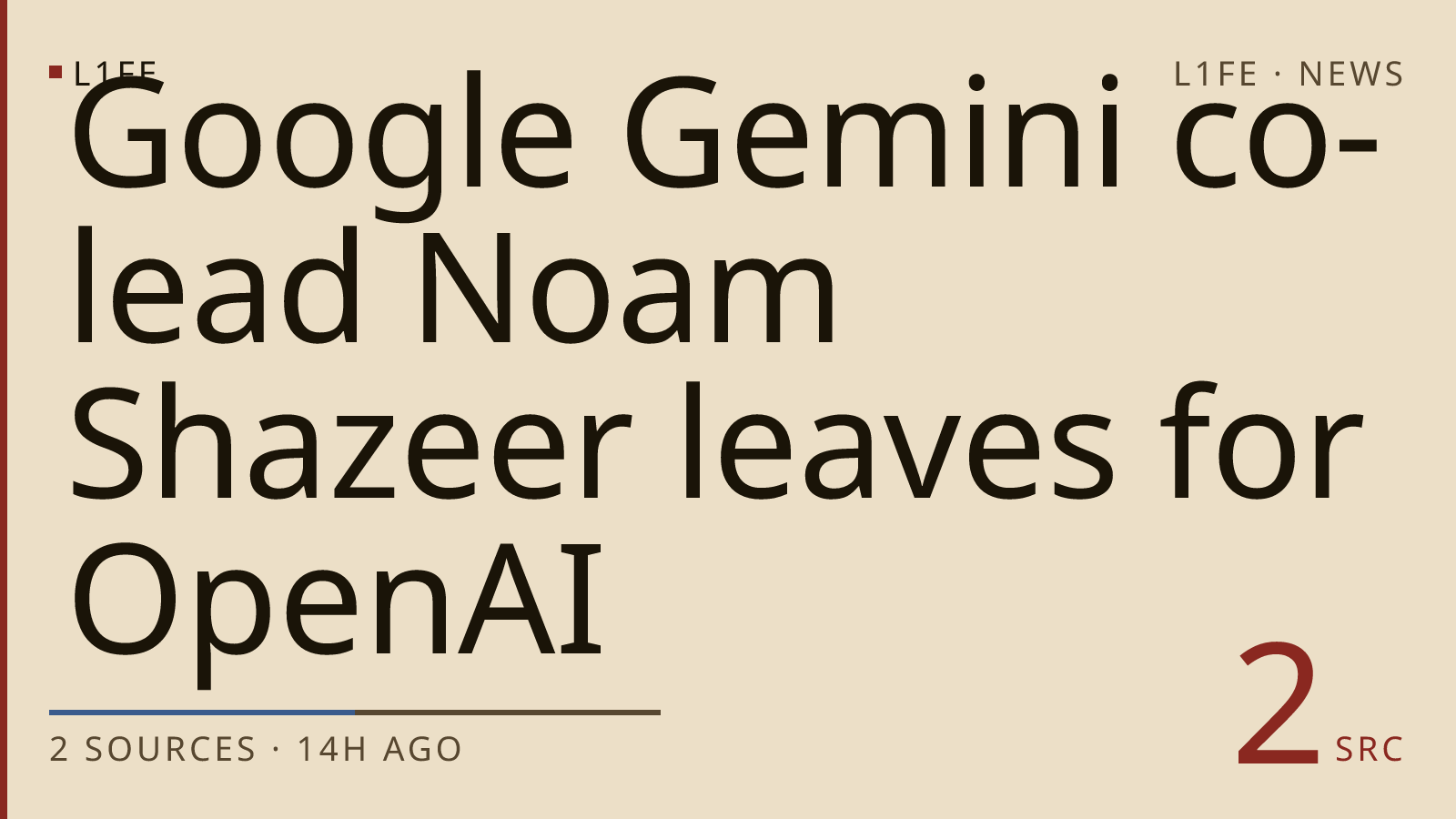 Google Gemini co-lead Noam Shazeer leaves for OpenAI