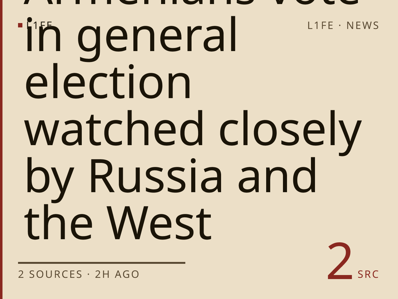 Armenians vote in general election watched closely by Russia and the West