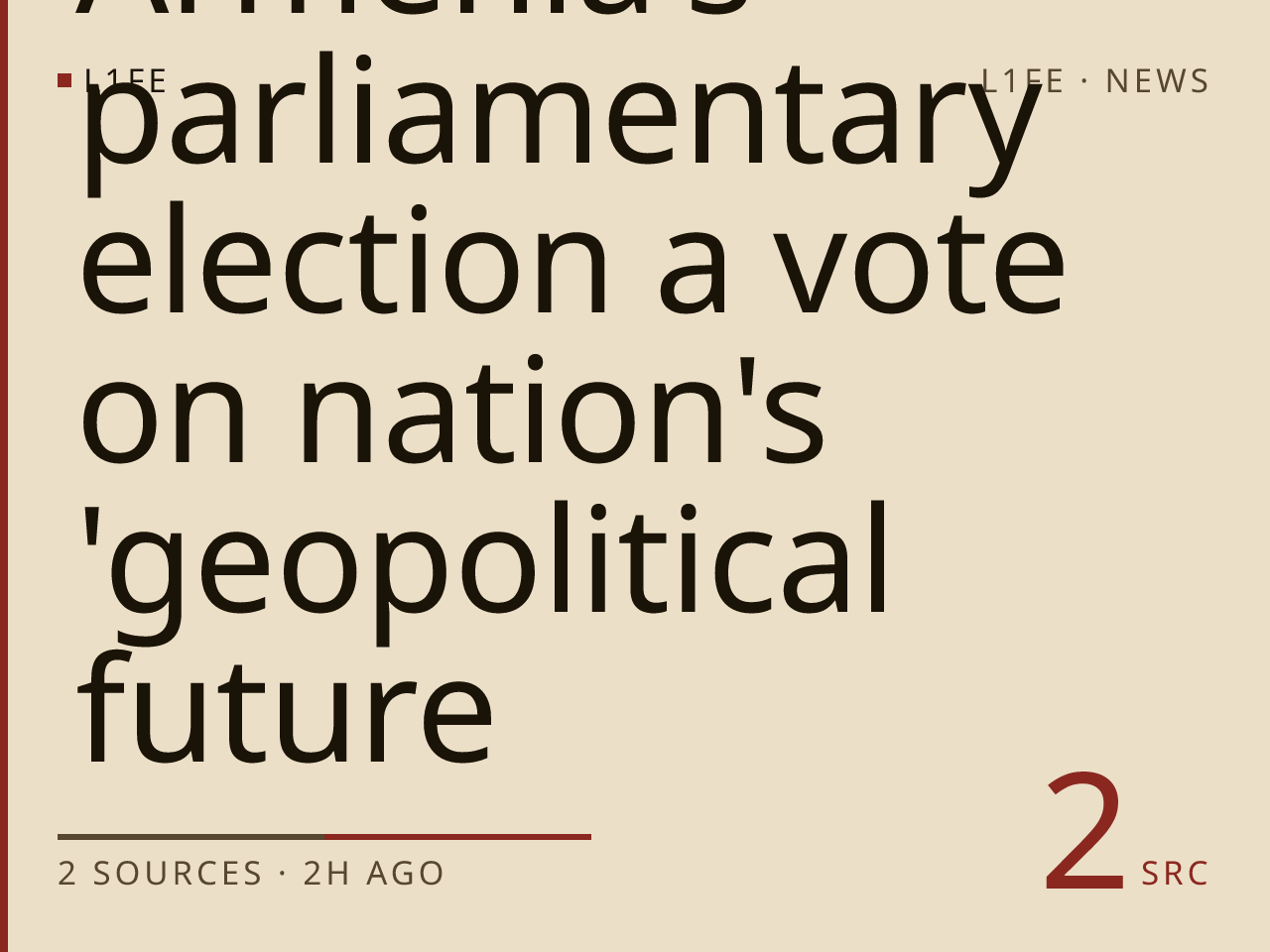Armenia's parliamentary election a vote on nation's 'geopolitical future