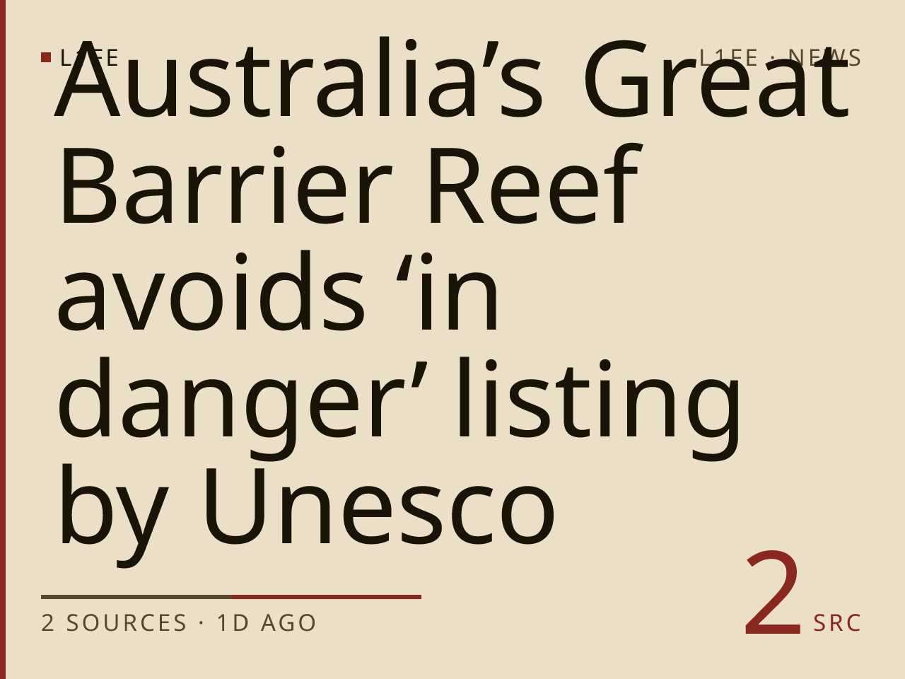 Australia’s Great Barrier Reef avoids ‘in danger’ listing by Unesco