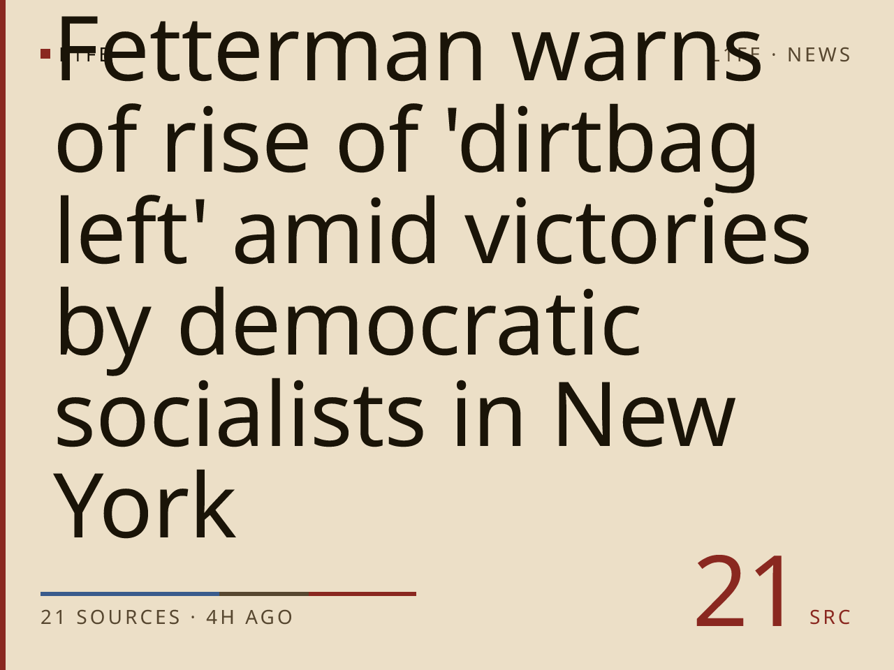 Fetterman warns of rise of 'dirtbag left' amid victories by democratic socialists in New York