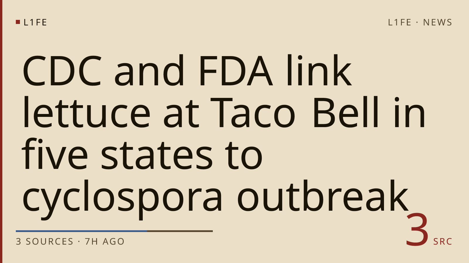 CDC and FDA link lettuce at Taco Bell in five states to cyclospora outbreak