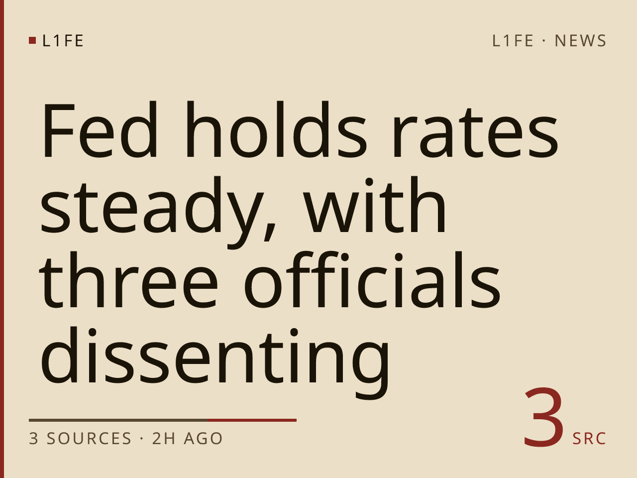 Fed holds rates steady, with three officials dissenting