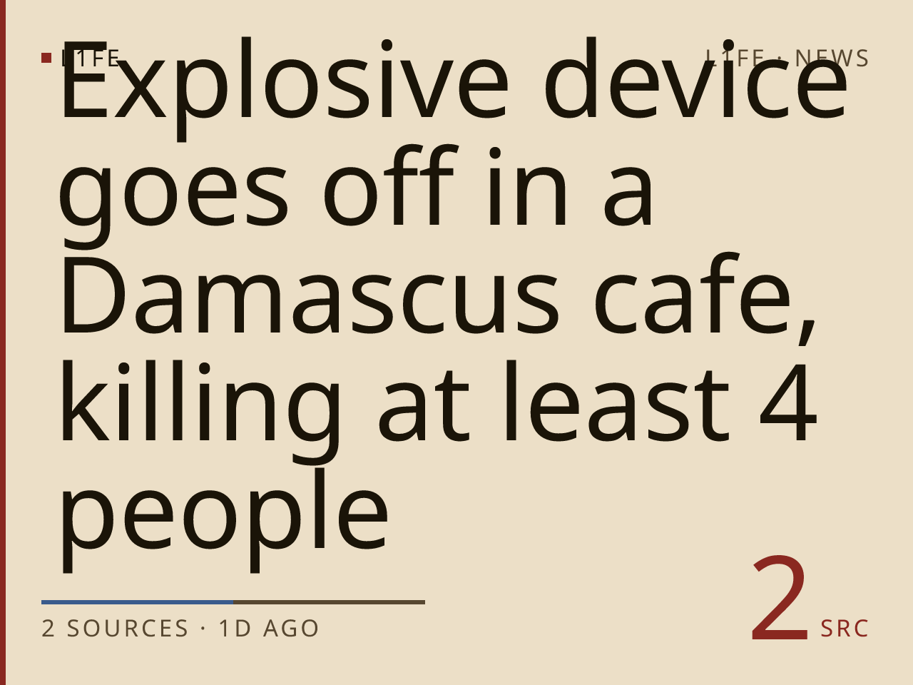 Explosive device goes off in a Damascus cafe, killing at least 4 people