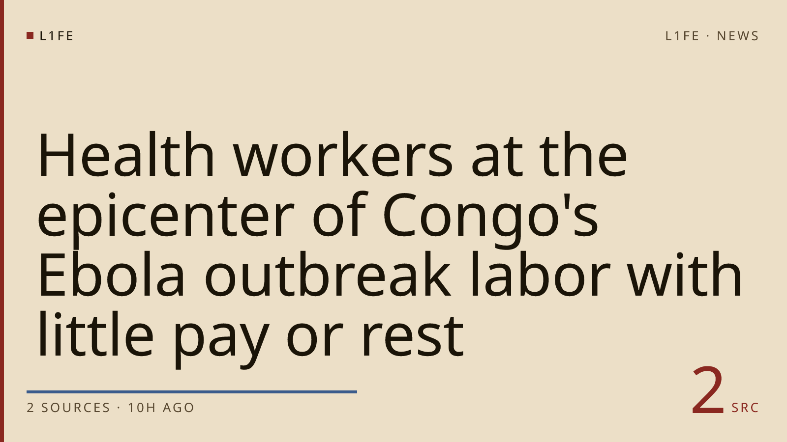 Health workers at the epicenter of Congo's Ebola outbreak labor with little pay or rest
