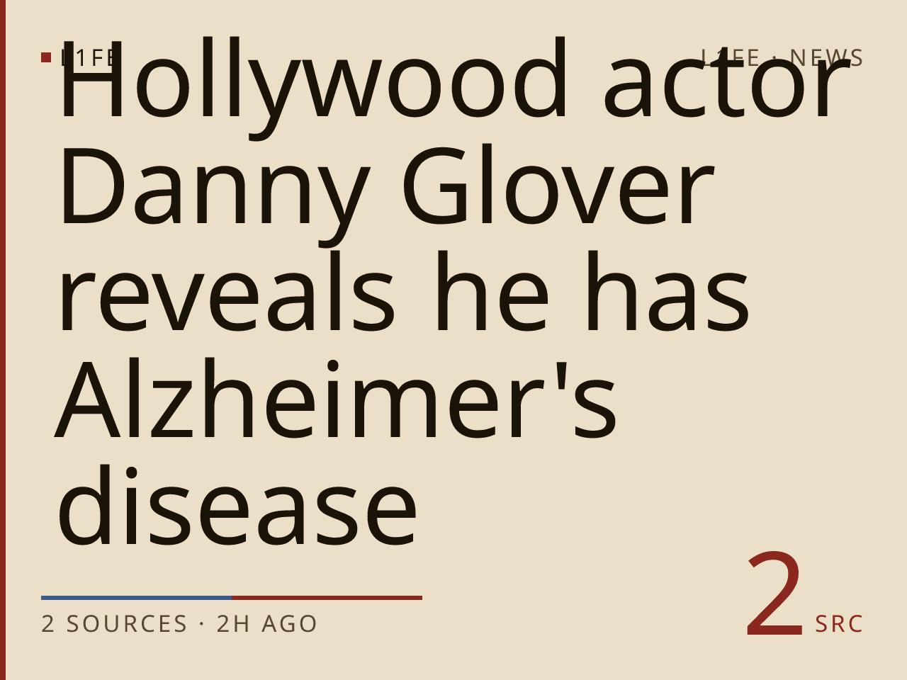 Hollywood actor Danny Glover reveals he has Alzheimer's disease