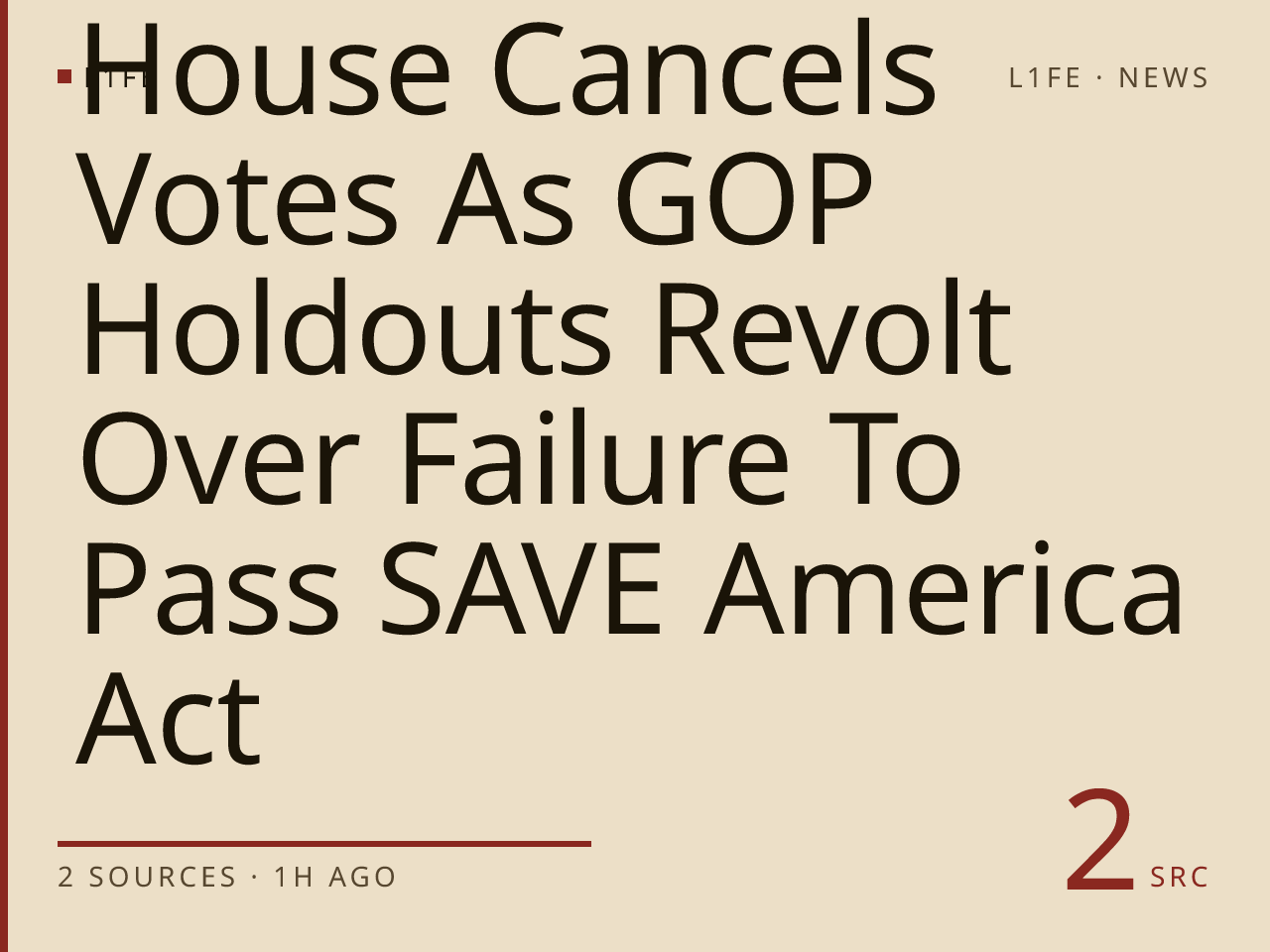 House Cancels Votes As GOP Holdouts Revolt Over Failure To Pass SAVE America Act