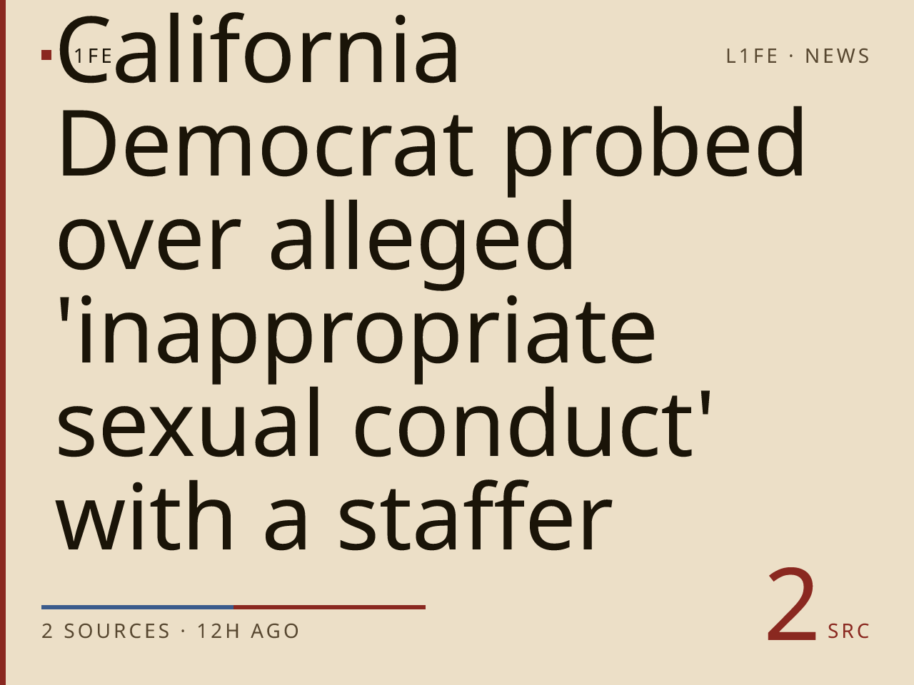 California Democrat probed over alleged 'inappropriate sexual conduct' with a staffer