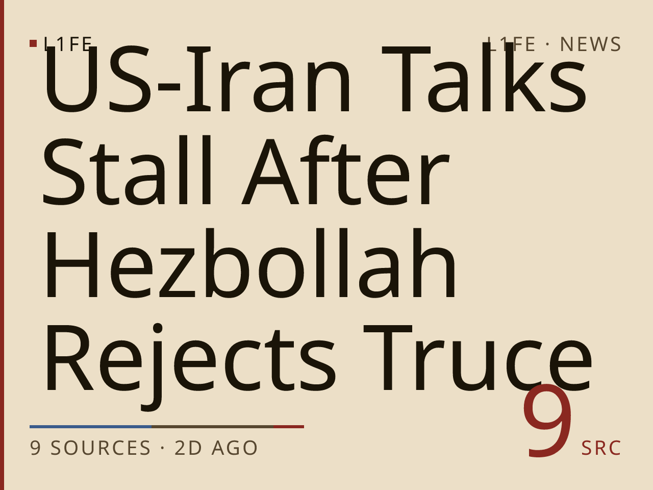 US-Iran Talks Stall After Hezbollah Rejects Truce