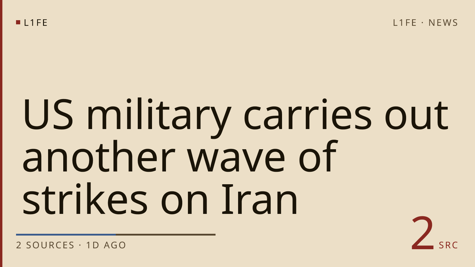 US military carries out another wave of strikes on Iran
