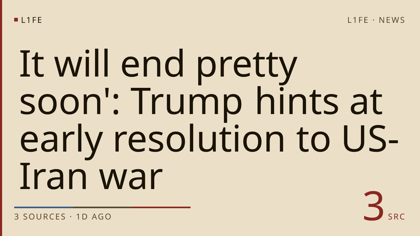 It will end pretty soon': Trump hints at early resolution to US-Iran war