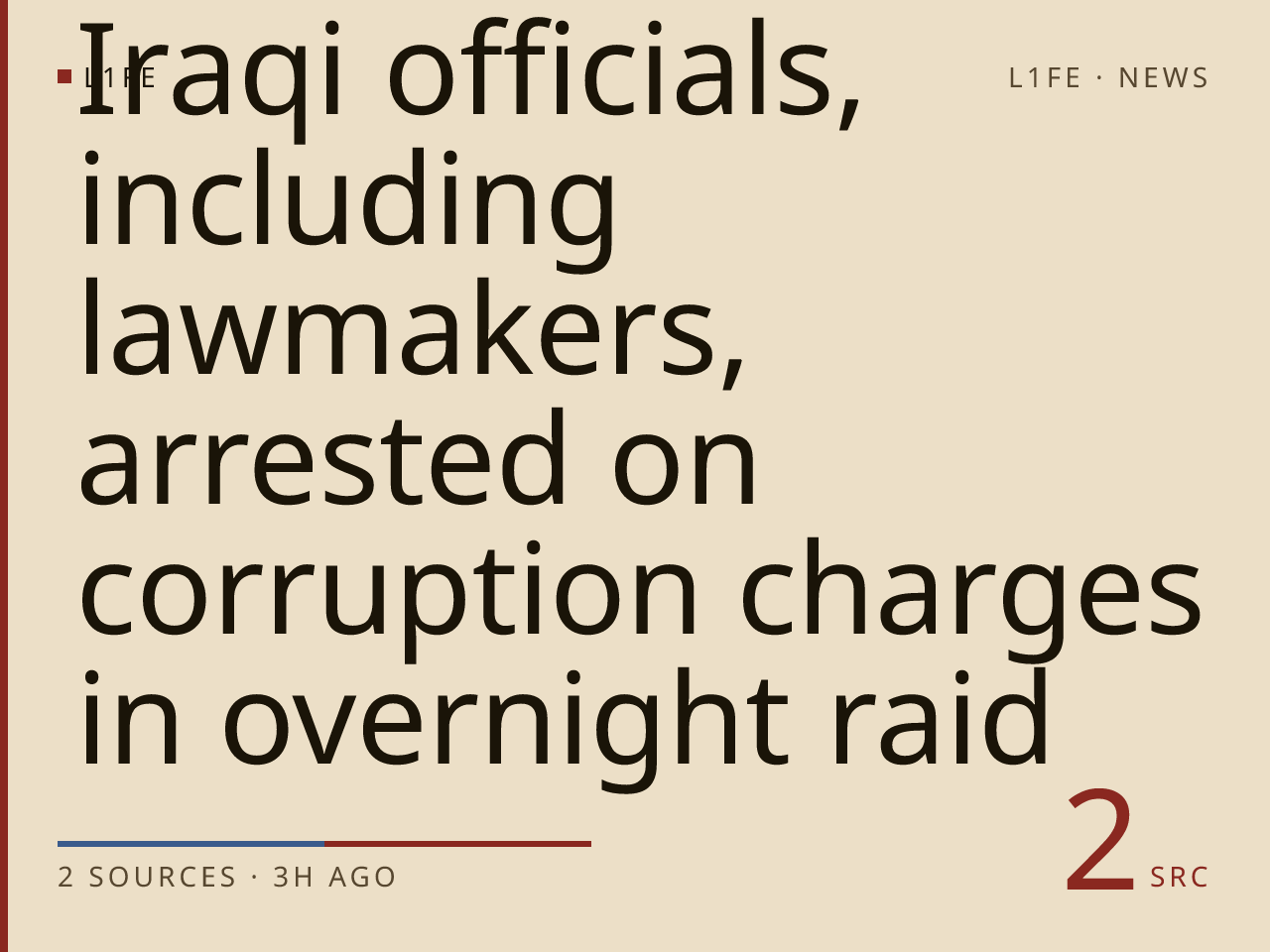 Iraqi officials, including lawmakers, arrested on corruption charges in overnight raid