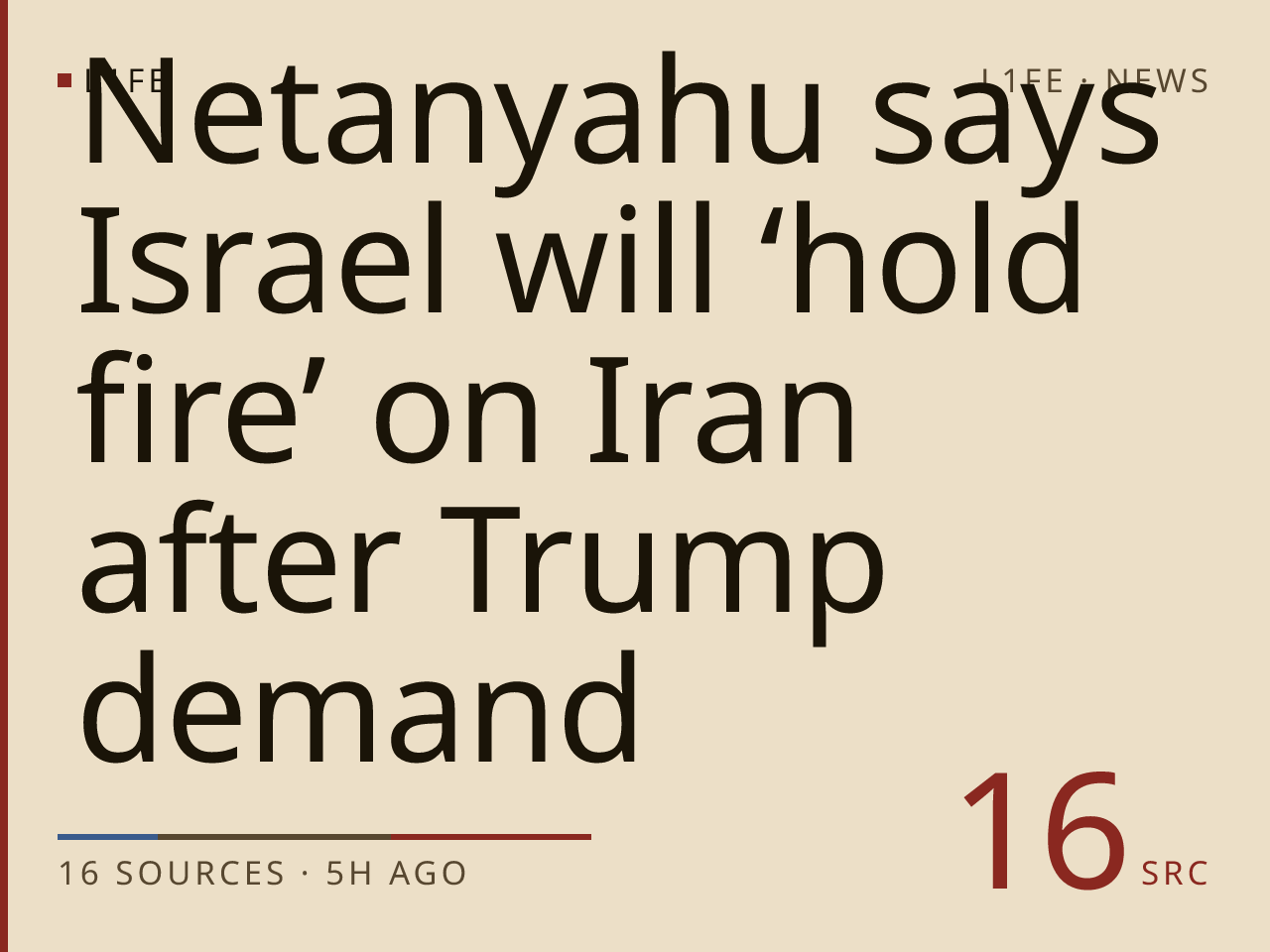 Netanyahu says Israel will ‘hold fire’ on Iran after Trump demand