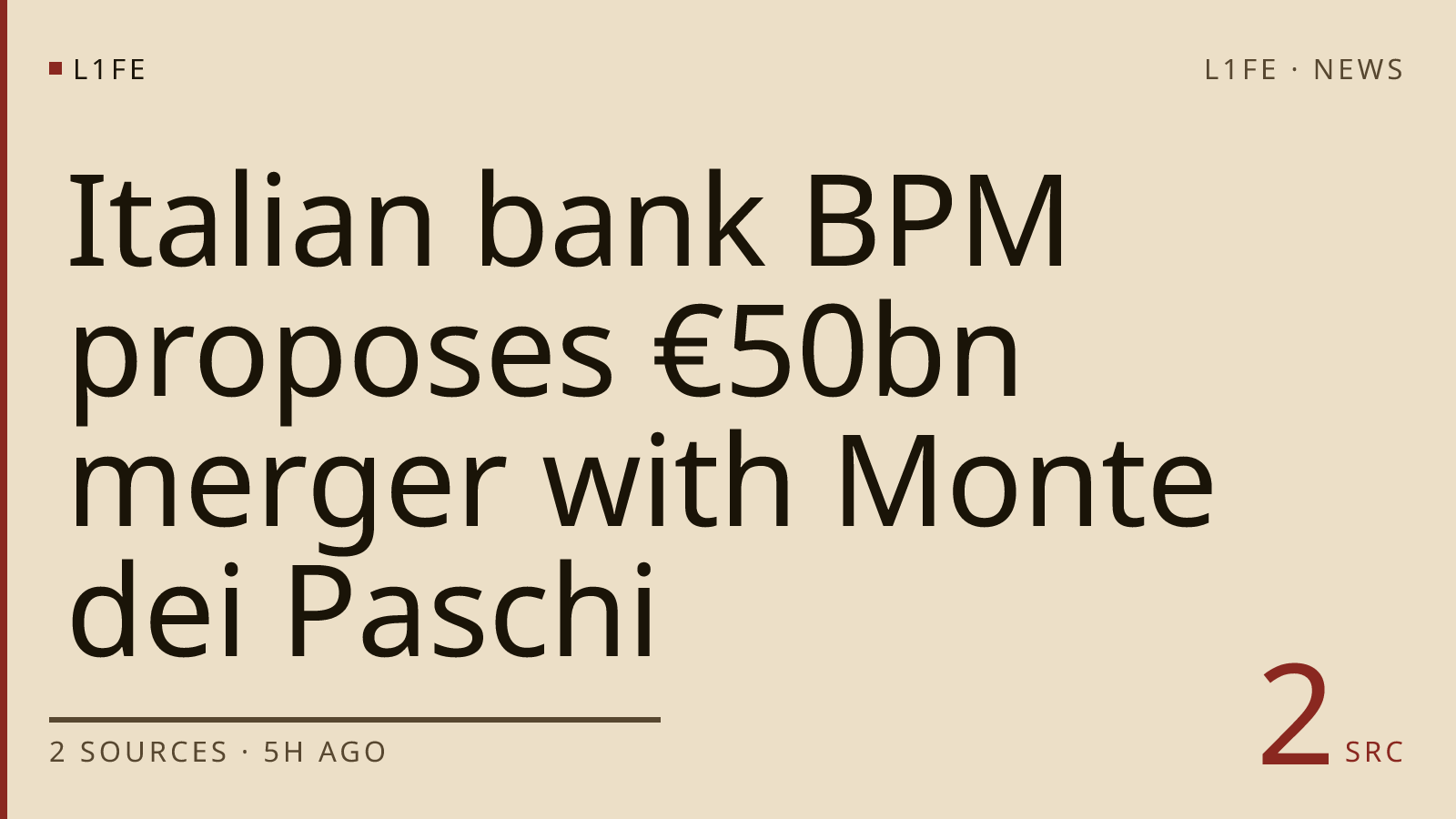 Italian bank BPM proposes €50bn merger with Monte dei Paschi