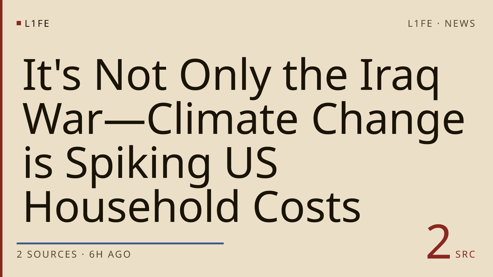 It's Not Only the Iraq War—Climate Change is Spiking US Household Costs