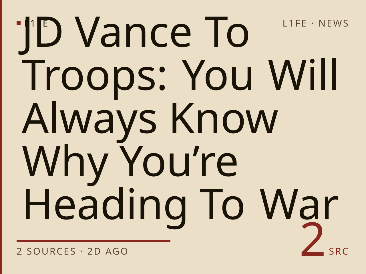 JD Vance To Troops: You Will Always Know Why You’re Heading To War