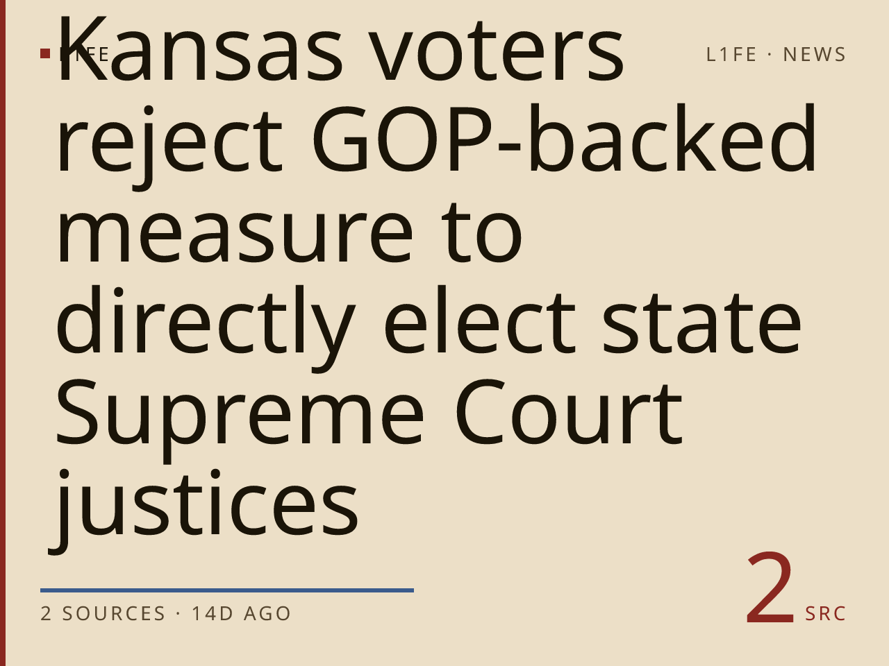 Kansas voters reject GOP-backed measure to directly elect state Supreme Court justices