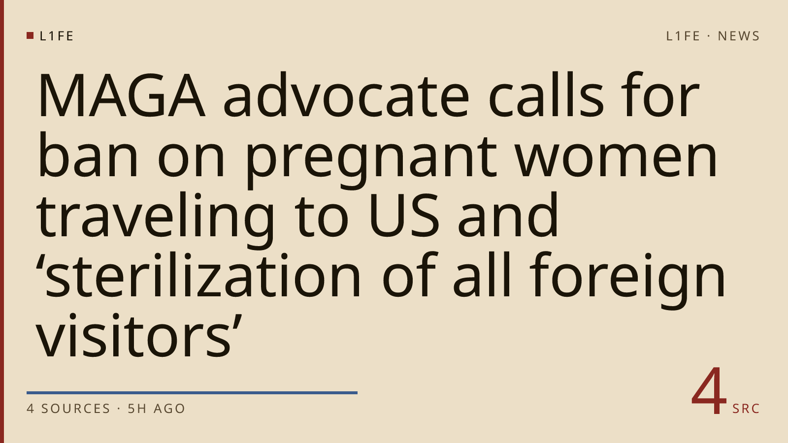 MAGA advocate calls for ban on pregnant women traveling to US and ‘sterilization of all foreign visitors’