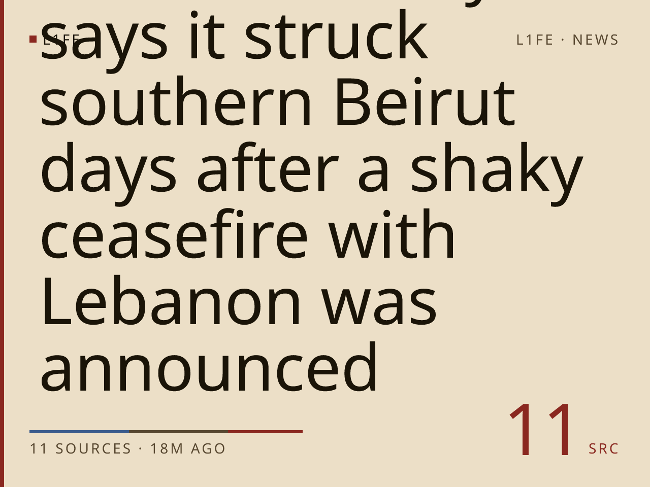 Israel's military says it struck southern Beirut days after a shaky ceasefire with Lebanon was announced