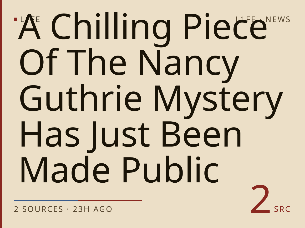 A Chilling Piece Of The Nancy Guthrie Mystery Has Just Been Made Public
