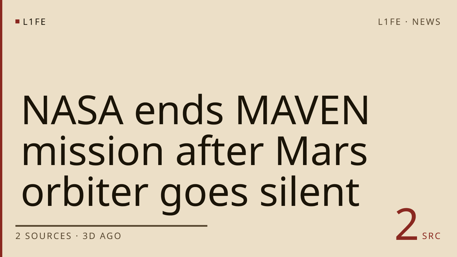 NASA ends MAVEN mission after Mars orbiter goes silent