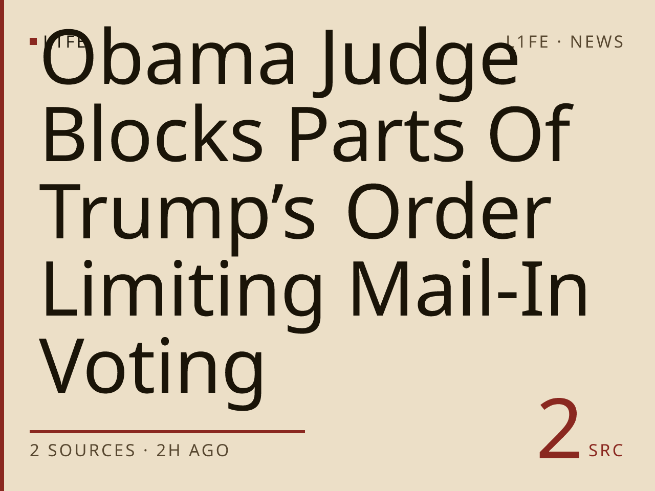 Obama Judge Blocks Parts Of Trump’s Order Limiting Mail-In Voting