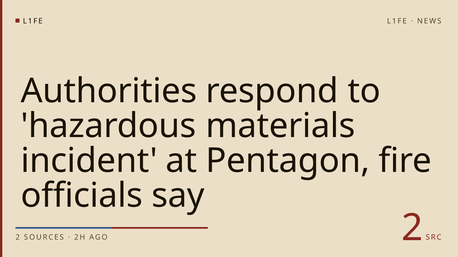 Authorities respond to 'hazardous materials incident' at Pentagon, fire officials say