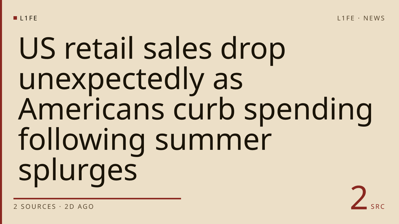 US retail sales drop unexpectedly as Americans curb spending following summer splurges