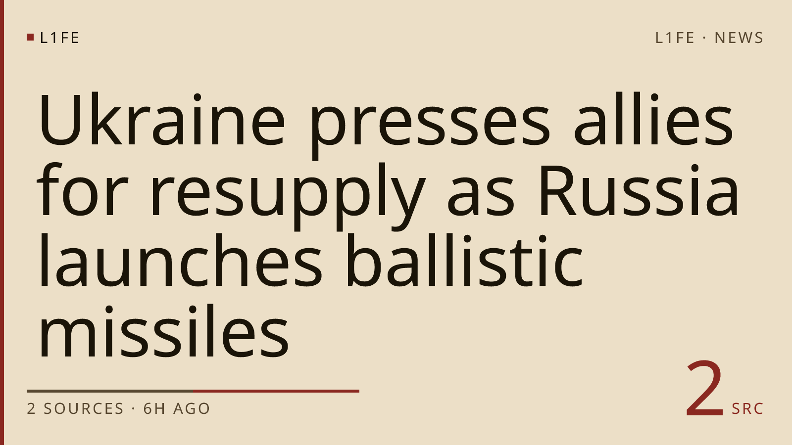 Ukraine presses allies for resupply as Russia launches ballistic missiles