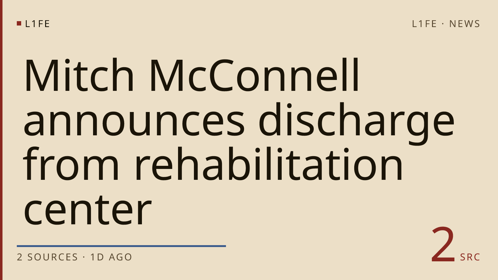 Mitch McConnell announces discharge from rehabilitation center