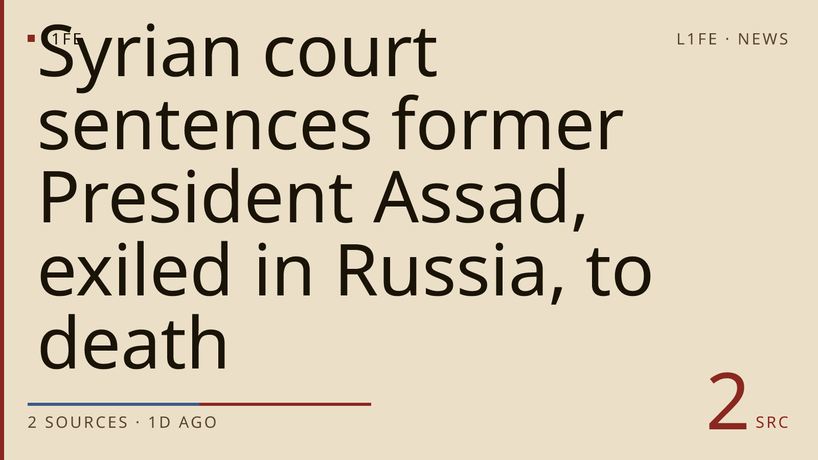 Syrian court sentences former President Assad, exiled in Russia, to death