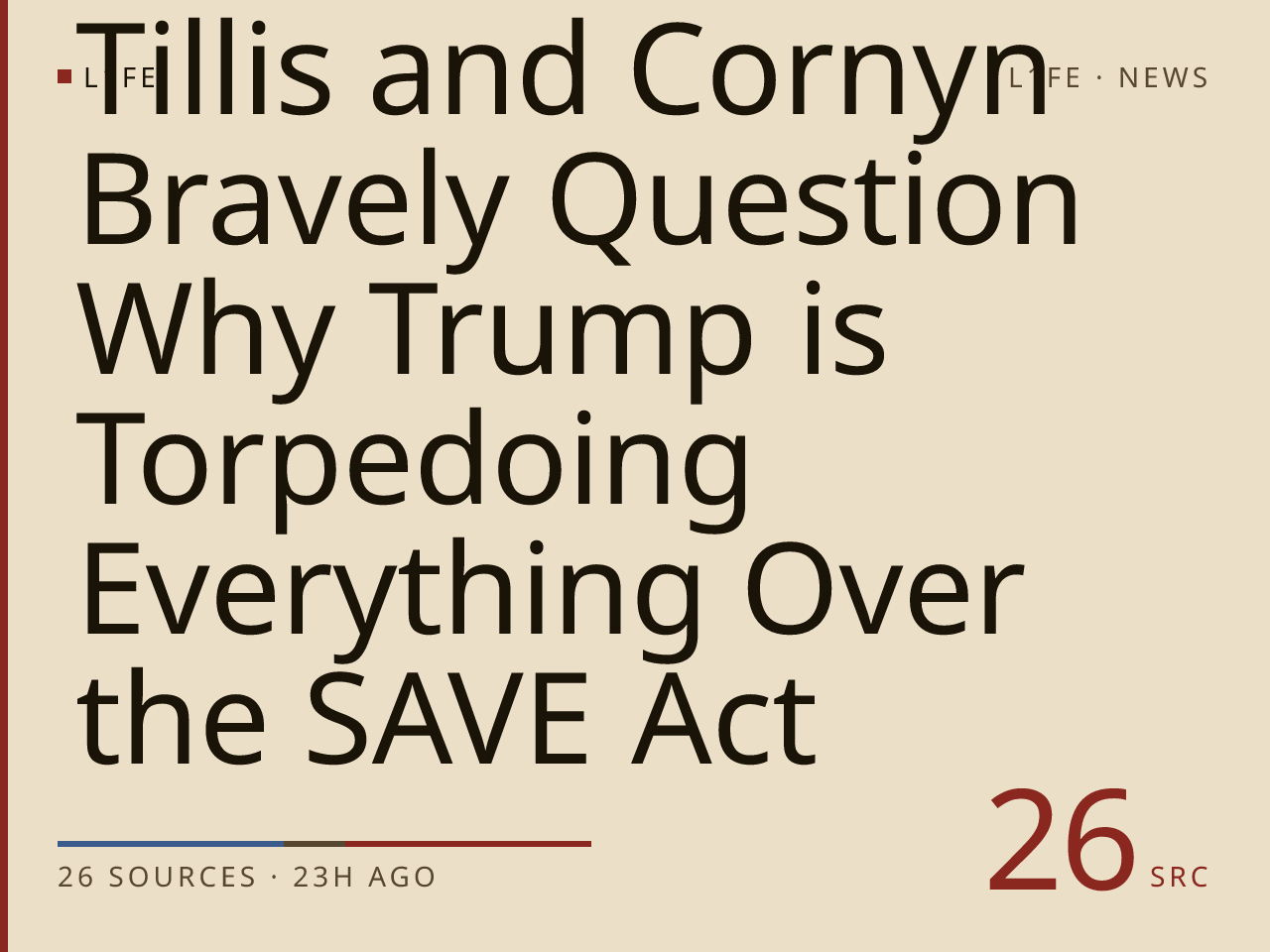 Tillis and Cornyn Bravely Question Why Trump is Torpedoing Everything Over the SAVE Act