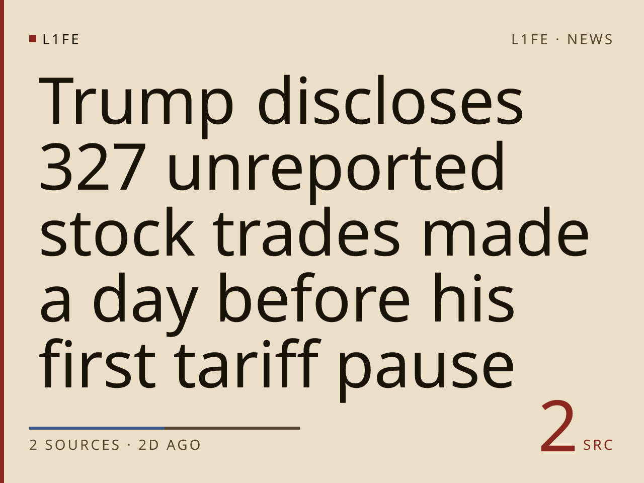 Trump discloses 327 unreported stock trades made a day before his first tariff pause