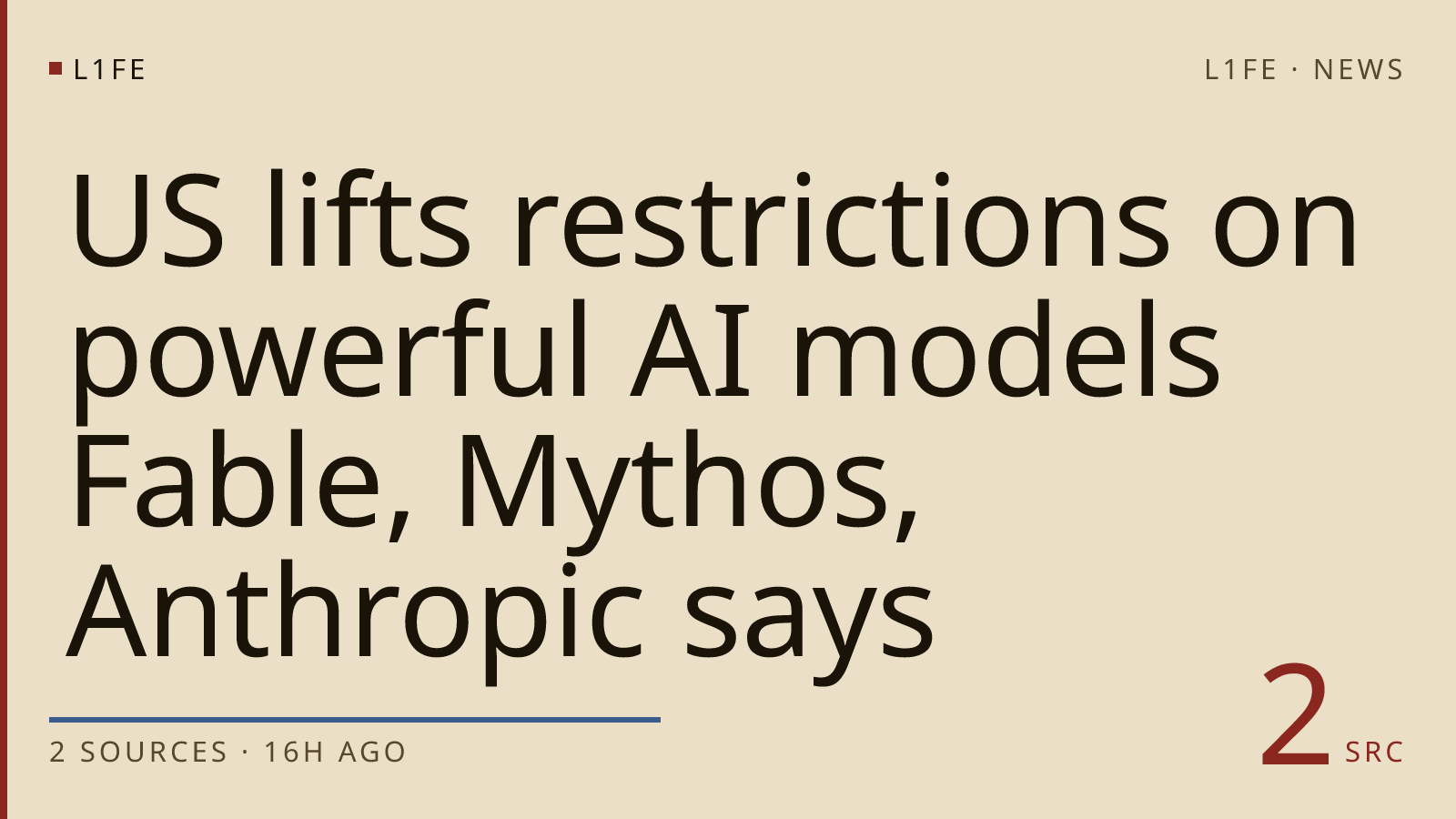 US lifts restrictions on powerful AI models Fable, Mythos, Anthropic says