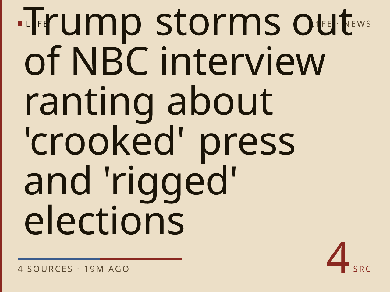 Trump storms out of NBC interview ranting about 'crooked' press and 'rigged' elections