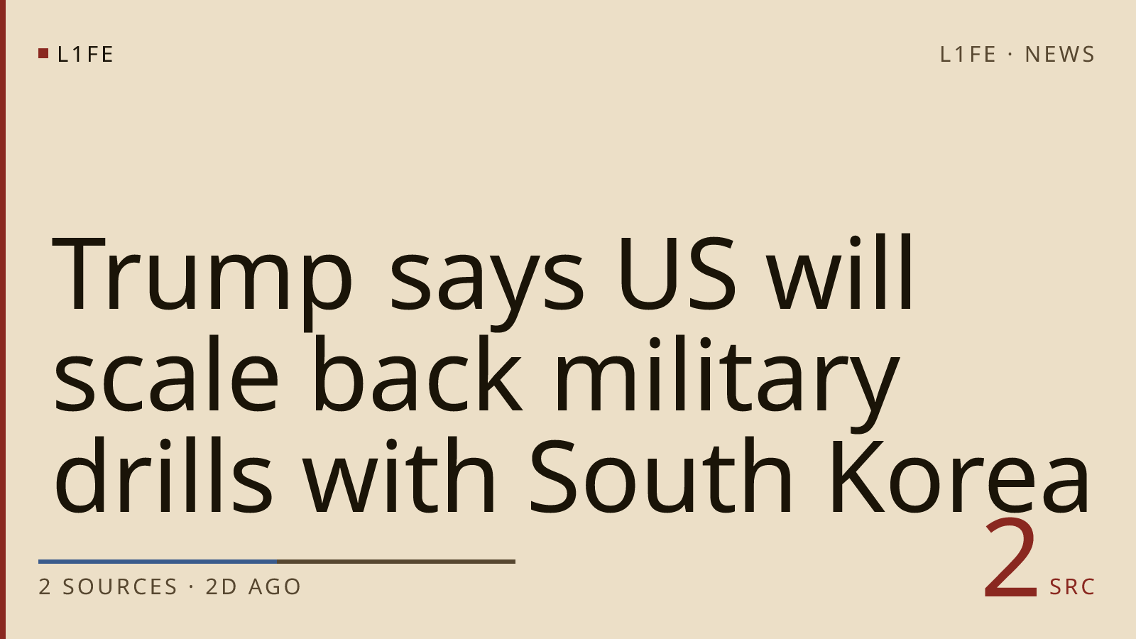 Trump says US will scale back military drills with South Korea