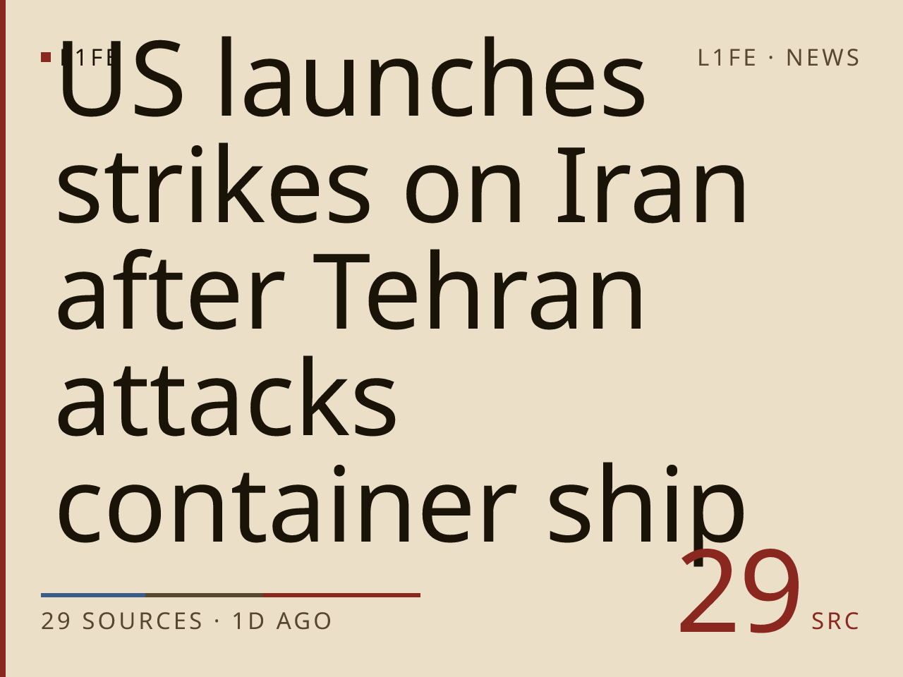 US launches strikes on Iran after Tehran attacks container ship
