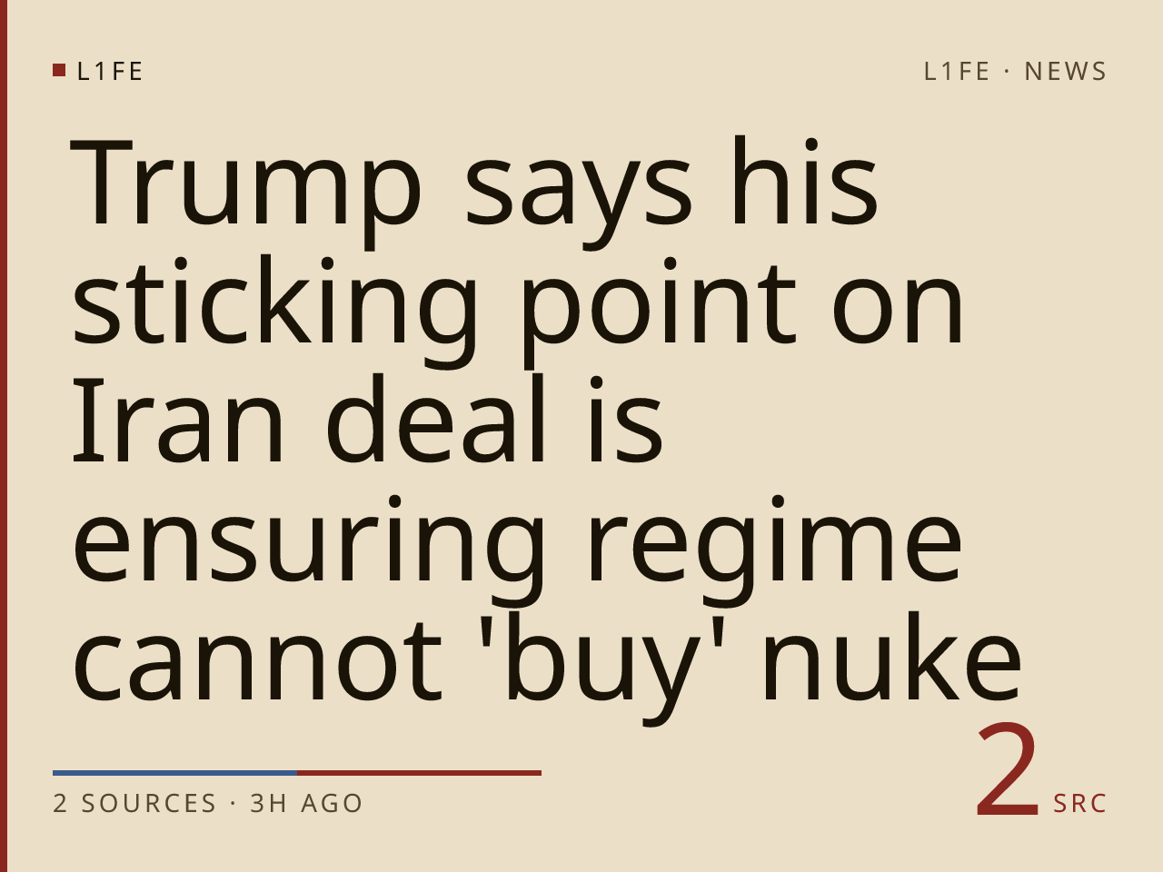 Trump says his sticking point on Iran deal is ensuring regime cannot 'buy' nuke