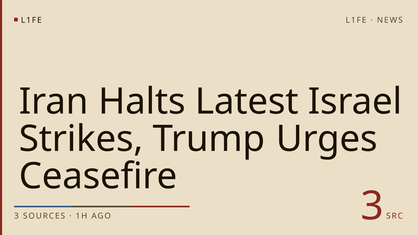 Iran Halts Latest Israel Strikes, Trump Urges Ceasefire