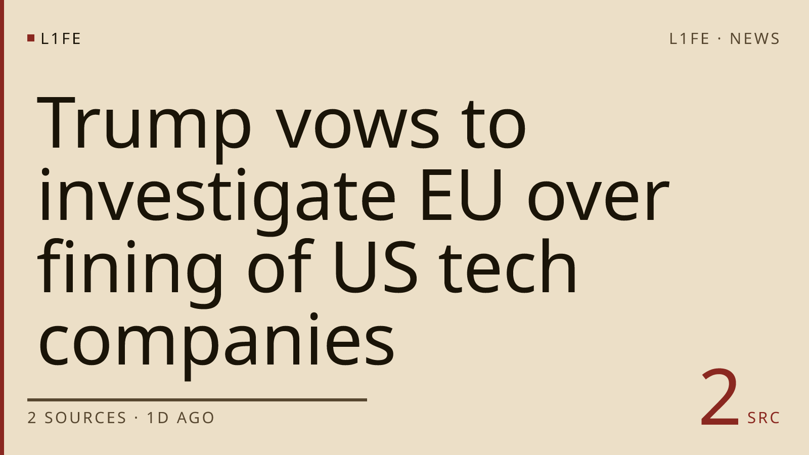 Trump vows to investigate EU over fining of US tech companies