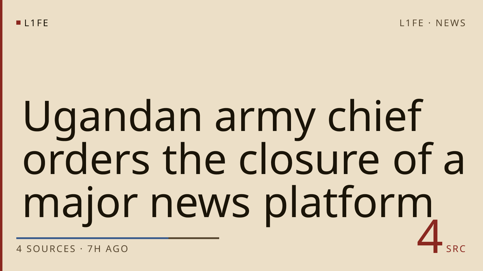 Ugandan army chief orders the closure of a major news platform