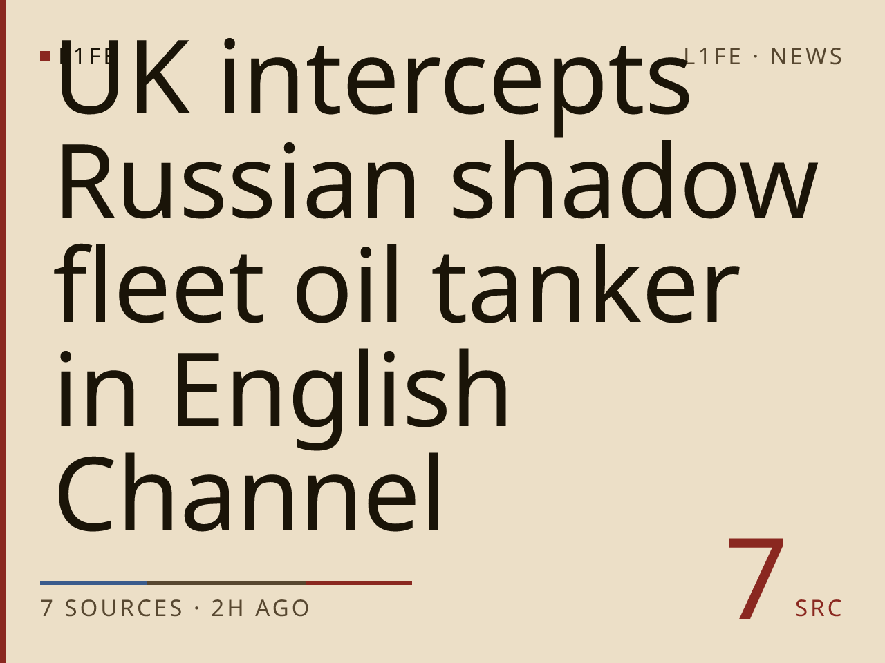 UK intercepts Russian shadow fleet oil tanker in English Channel