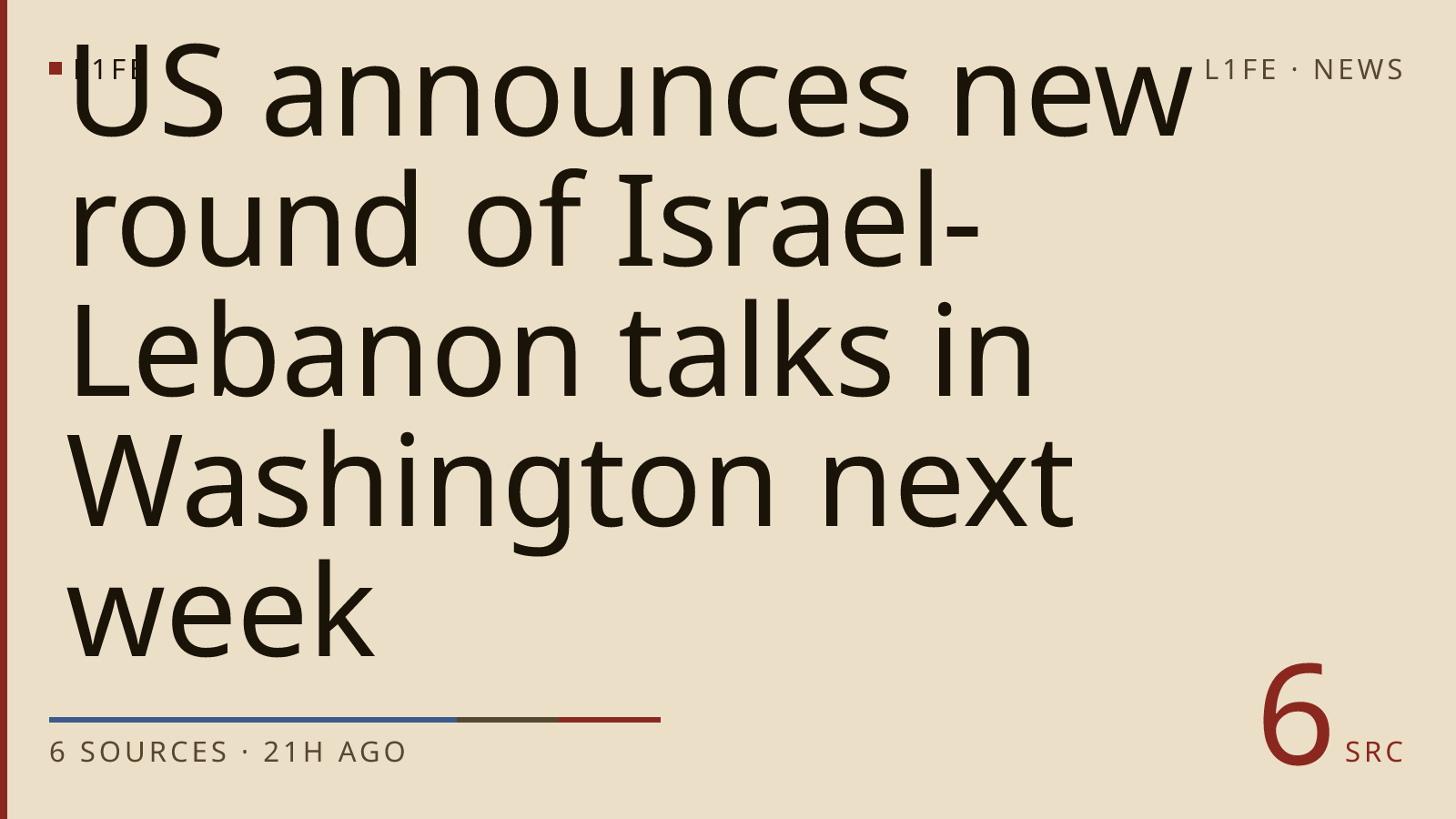 US announces new round of Israel-Lebanon talks in Washington next week