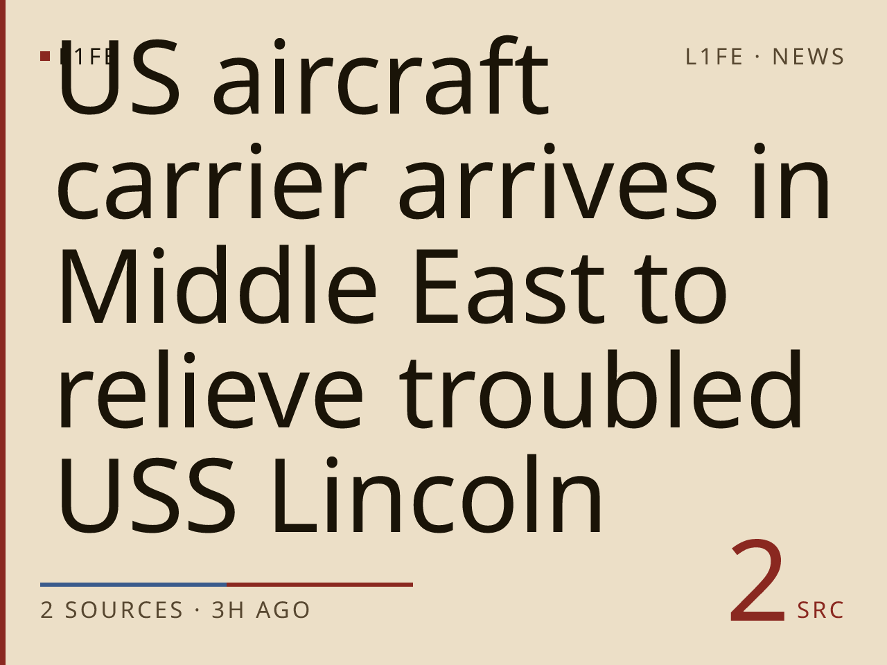 US aircraft carrier arrives in Middle East to relieve troubled USS Lincoln