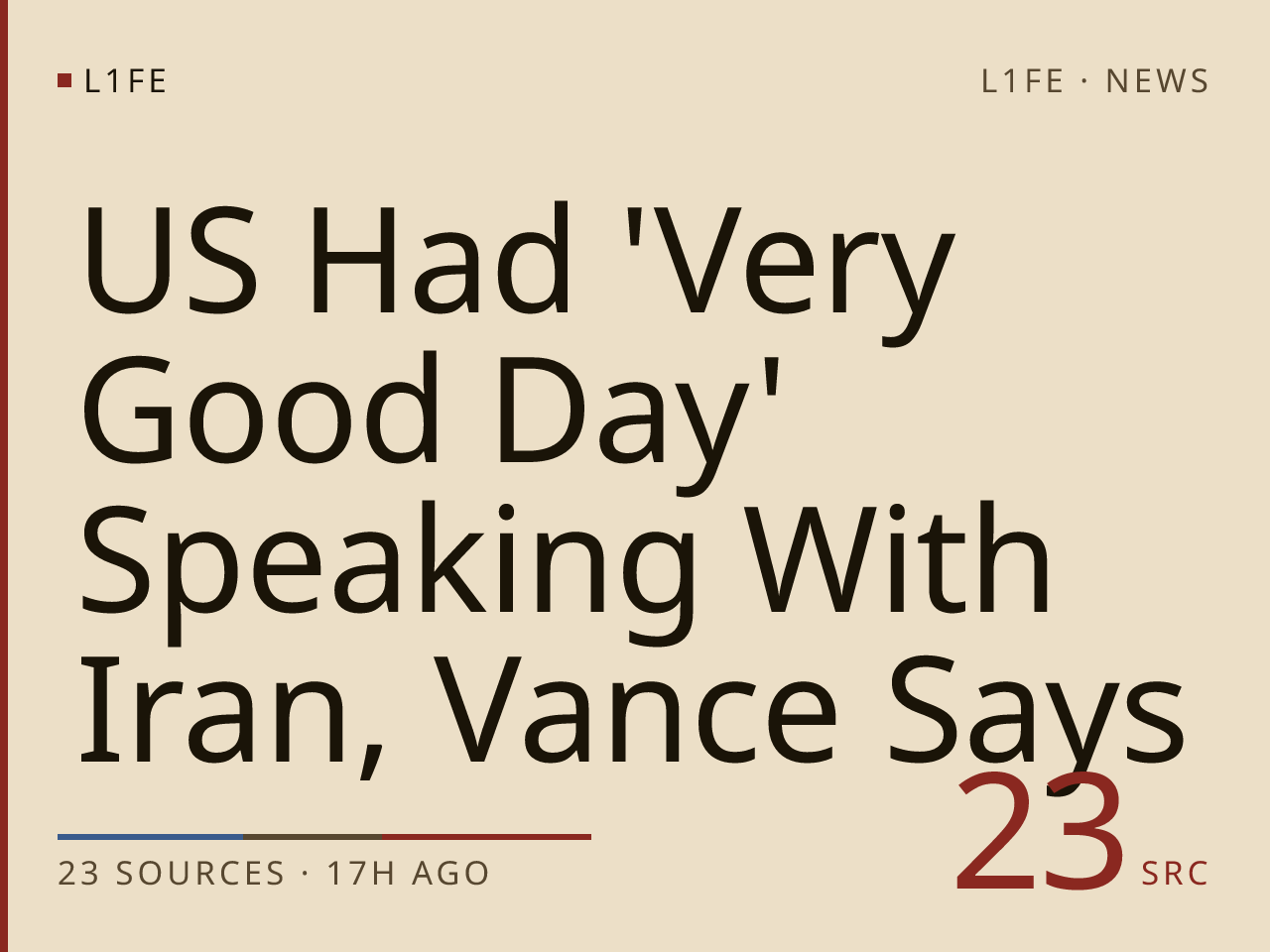 US Had 'Very Good Day' Speaking With Iran, Vance Says